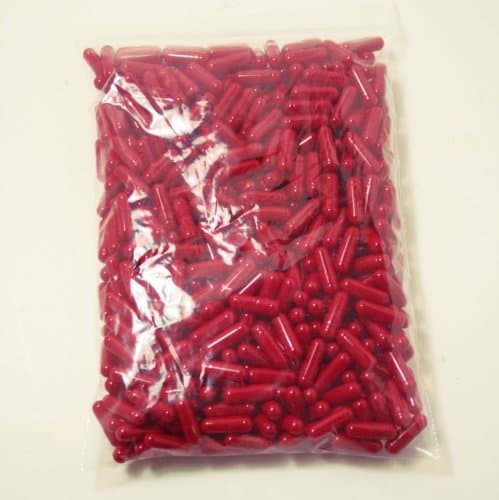 500 empty gelatine capsules red , size 4