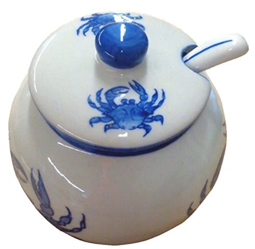 Blue Crab Covered Sugar Bowl with Spoon