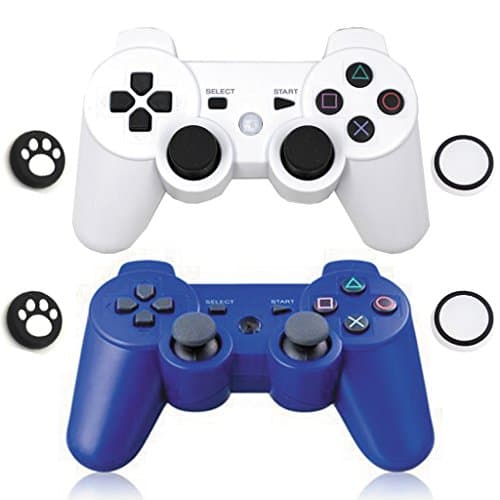 Bluetooth Wireless Dualshock Remote Game Gaming Controller Gamepad Joystick for Bluetooth Conection Game ( 2 Pack ) (White+Blue)