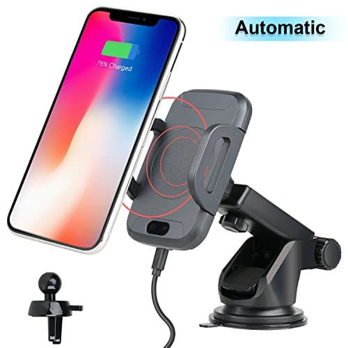 Qi Wireless Car Charger Mount,TD Design Automatic Sensor Air Vent Phone Holder 10W Fast Charging for Samsung Galaxy S8 S7 Edge,Note8,Standard Charge for iPhone X, 8/8 Plus and Qi Enabled Devices