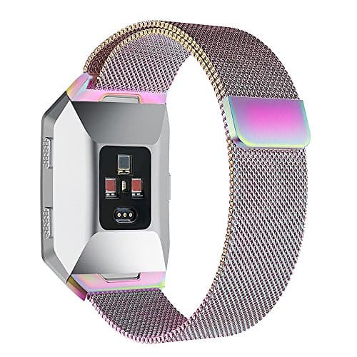Agoigo Fitbit Ionic Bands Milanese Colorful Loop Magnetic Closure Clasp Stainless Steel WristBand Replacement Small Large Size