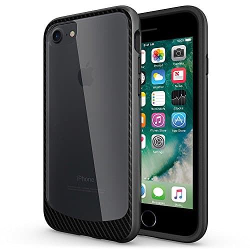 Apple iPhone 7 Case: Clear Slim Mobile Phone Cover- Non-Slip Armor Bumper Case- Black-TPU &amp; PC Protective Sheath For iOS Phones–Flexible, Transparent &amp; Heavy Duty-2 Protective Glasses Included