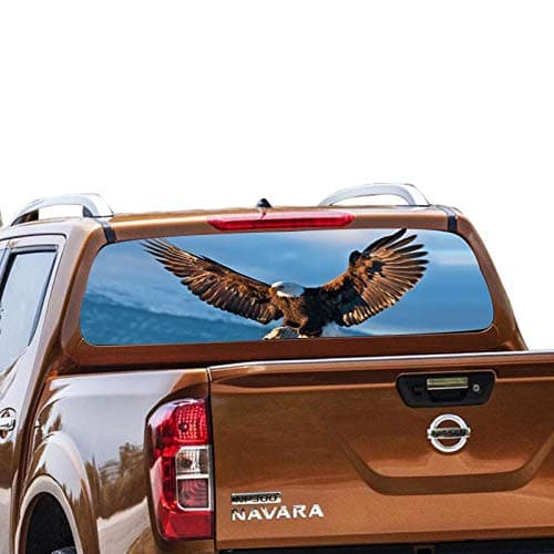 Gold Fish Decals Rear Window Perforated See Thru Graphic Eagle 4 Decal Sticker Compatible with Nissan Navara NP300