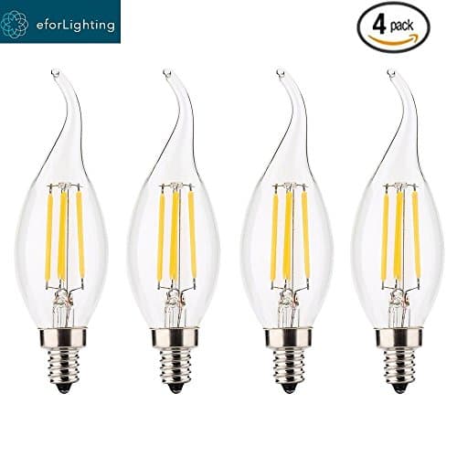 EforLighting E12 4W Edison COB Filament Retro LED light Bulb Lamp Candle Chandelier C35T AC110V,Pack of 4
