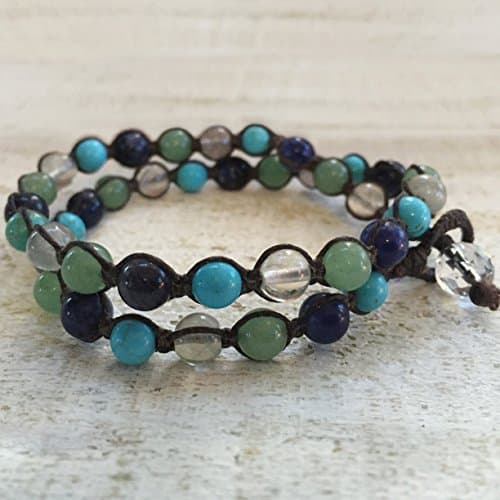 Blue and Turquoise Ombre Macrame Wrap Bracelet