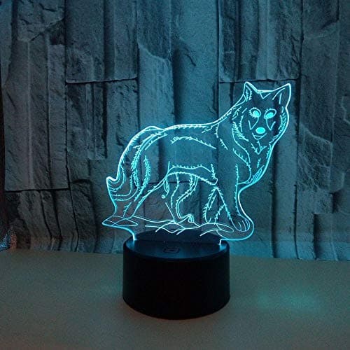 3D Mood Lights Night Light Table lamp Mood Lights Night Light Table lamp Wolf Colorful LED Visual Stereo Light Touch Illusion lamp