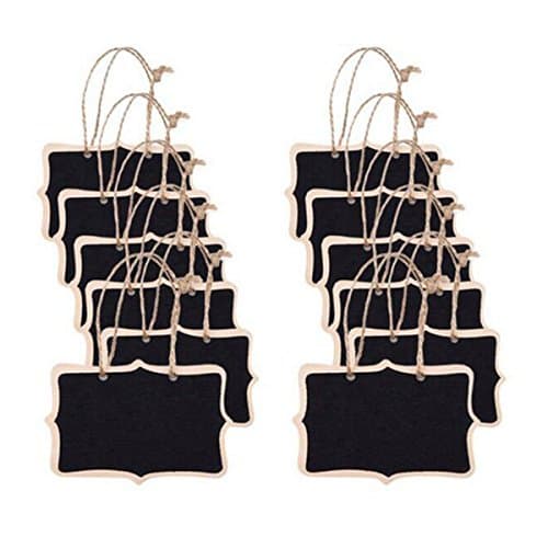 FineWish Mini Rectangle Chalkboard Label 5 x 6.5 Inch Black Board for Message Board Signs, 12 x Mini Chalkboard