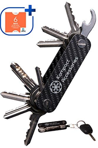 Compact Key Holder by Kompact Accessories | Key Chain Organizer | Made from Carbon Fiber | Includes Extensions Accesories and Tools