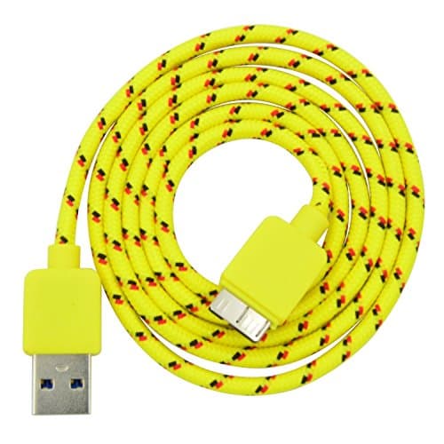 Pengaz Braided 10ft Micro USB 3.0 Charger Sync Data Cable (Yellow)