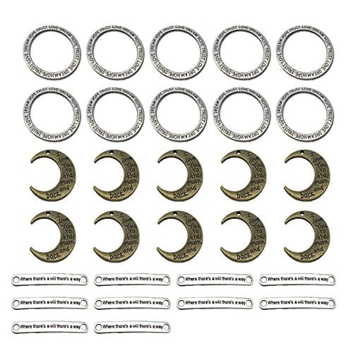 100 Gram (Approx 30 Pcs) 3 Different Style DIY Antique Silver Bronze Inspirational Message Bracelet Necklace Charm Connector Pendant for Crafting, Jewelry Making Accessory