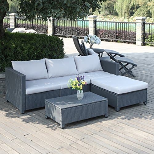 Mercury Row Polyester Lachesis 5 Piece Sectional Set (Grey)