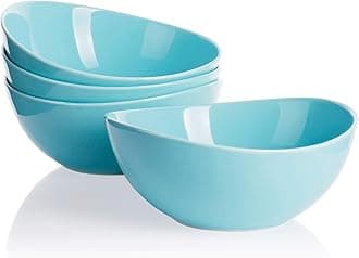 Sweese 103.402 Porcelain Bowls - 28 Ounce for Cereal, Salad and Desserts - Set of 4, Turquoise