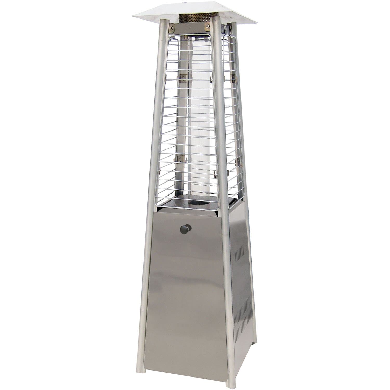 Hanover 34-In. 9,500 BTU Mini Pyramid Tabletop Propane Patio Heater, Small and Stylish Outdoor Heater for Balcony, Backyard, Porch, or Deck, Durable Metal Outdoor Heaters for Patio in Stainless Steel