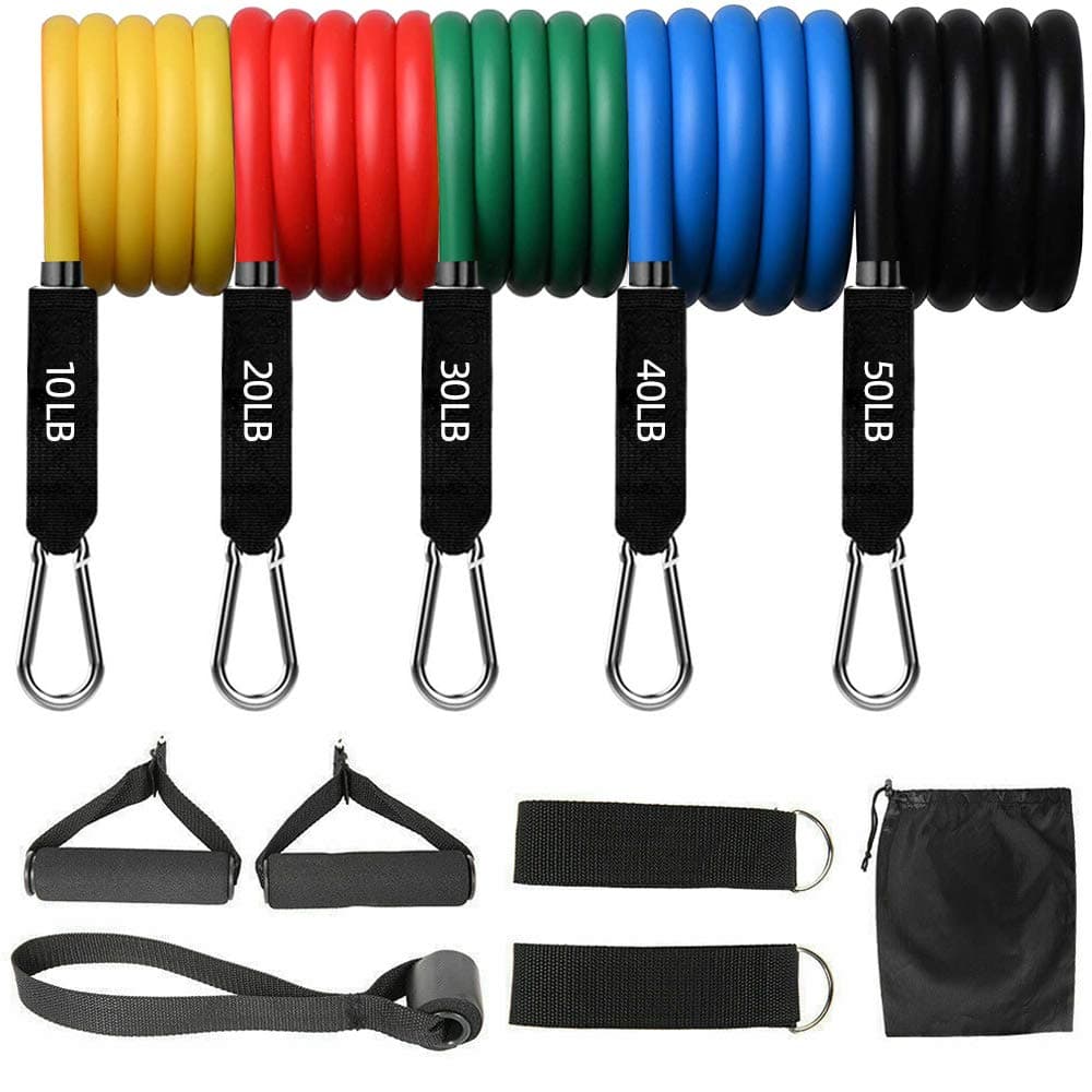 Alupper Exercise Resistance Bands Stretch Workout Bands 11 PCS Set for Men Women for Resistance Training Home Gym Fitness