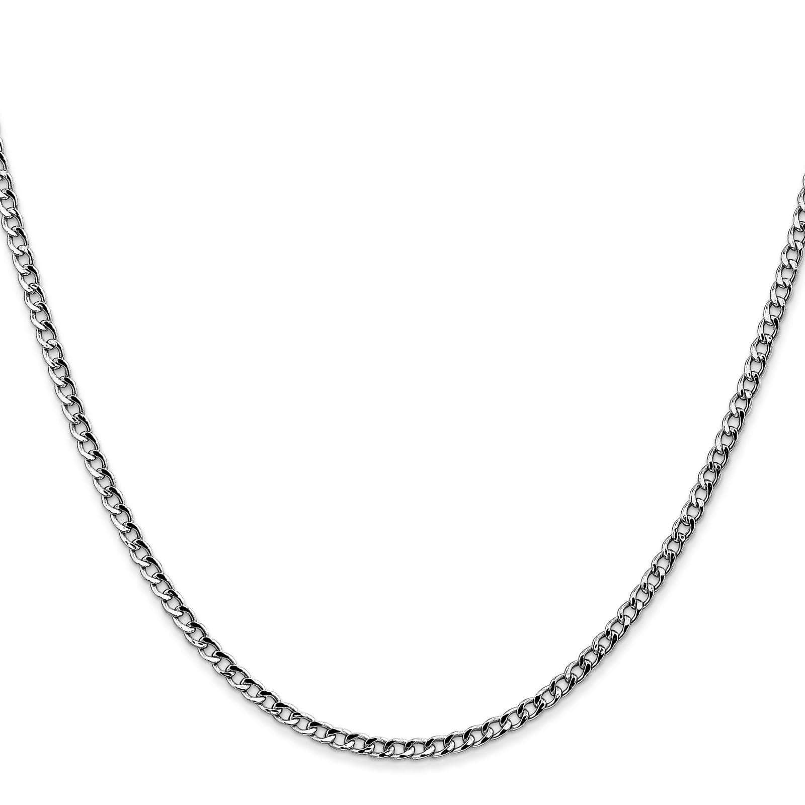 14k White Gold 2.5mm Semi-Solid Polished Curb Link Chain Necklace Bracelet Anklet 7" - 24"