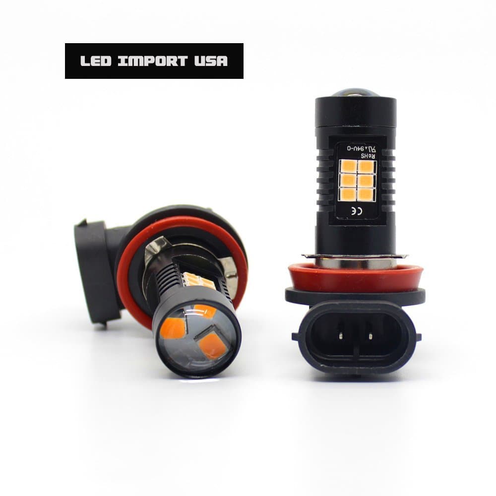 LED Import USA Super Bright FX-2835 Chipsets H8 LED Bulbs for DRL or Fog Lights, yellow