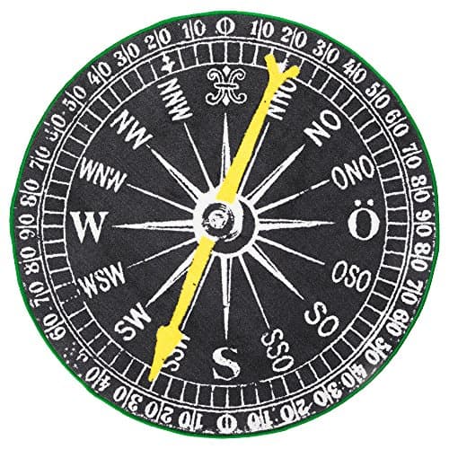 Ikea Compass Black White Round Throw Area Rug Mat Low Pile Nautical