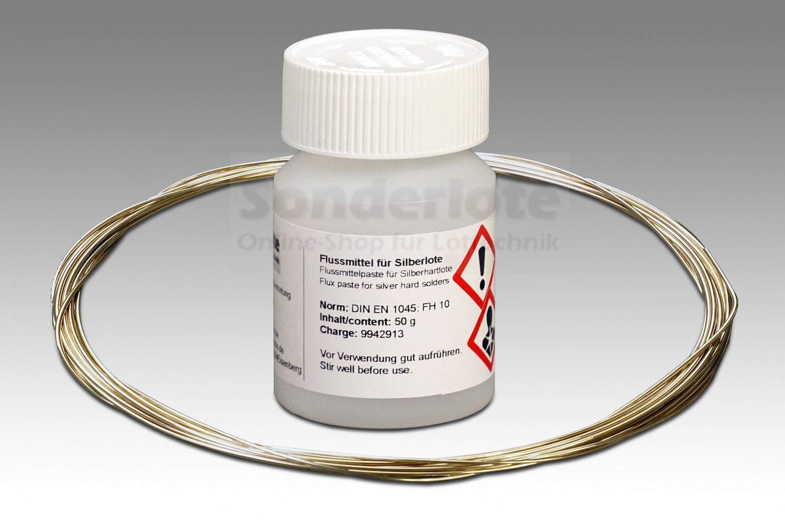 3.00 m Silver Solder Wire 1.0 mm Hard Solder 40% Silver, at 690 °C and 100 g Flux Paste