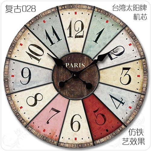 Buggy Round Decorative Wall Clock-Shabby Chic Floral Patchwork Clock - Vintage Wall Clocks for Living Room, Bedroom and Kitchen - Multi-Coloured Cute Retro Style Clock Wall ,18 inches 45.7CM