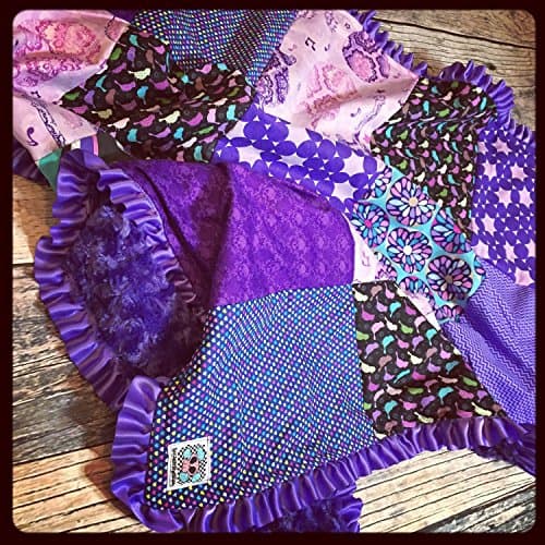 Custom Patchwork quilt in any color scheme and print combo choosing 5 prints and with or without ruffle trim