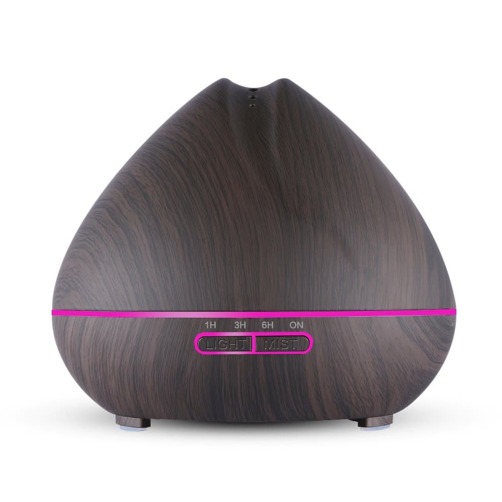 Fritas Essential Oil Diffuser- 400ML Ultrasonic Aroma Diffuser,Wood Grain Humidifier Cool Mist Diffusers with 7 Color LED Lights for Home Yoga Office Decor, Waterless Auto Shut-Off (Dark)