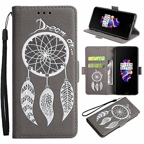 msk OnePlus 5 Case, Cover [Glitter Wind Chimes Design] PU Leather Wallet Case Built-in Card Holders Flip Cover Protection case For OnePlus 5 - Gray