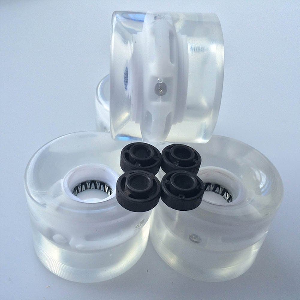 Clear White 1Set (4 Pcs) Blank Pro 60 X 45Mm Cuiser Led Light Up Wheels Fits Style Skateboard Skate Fish Board Backpack Longboard