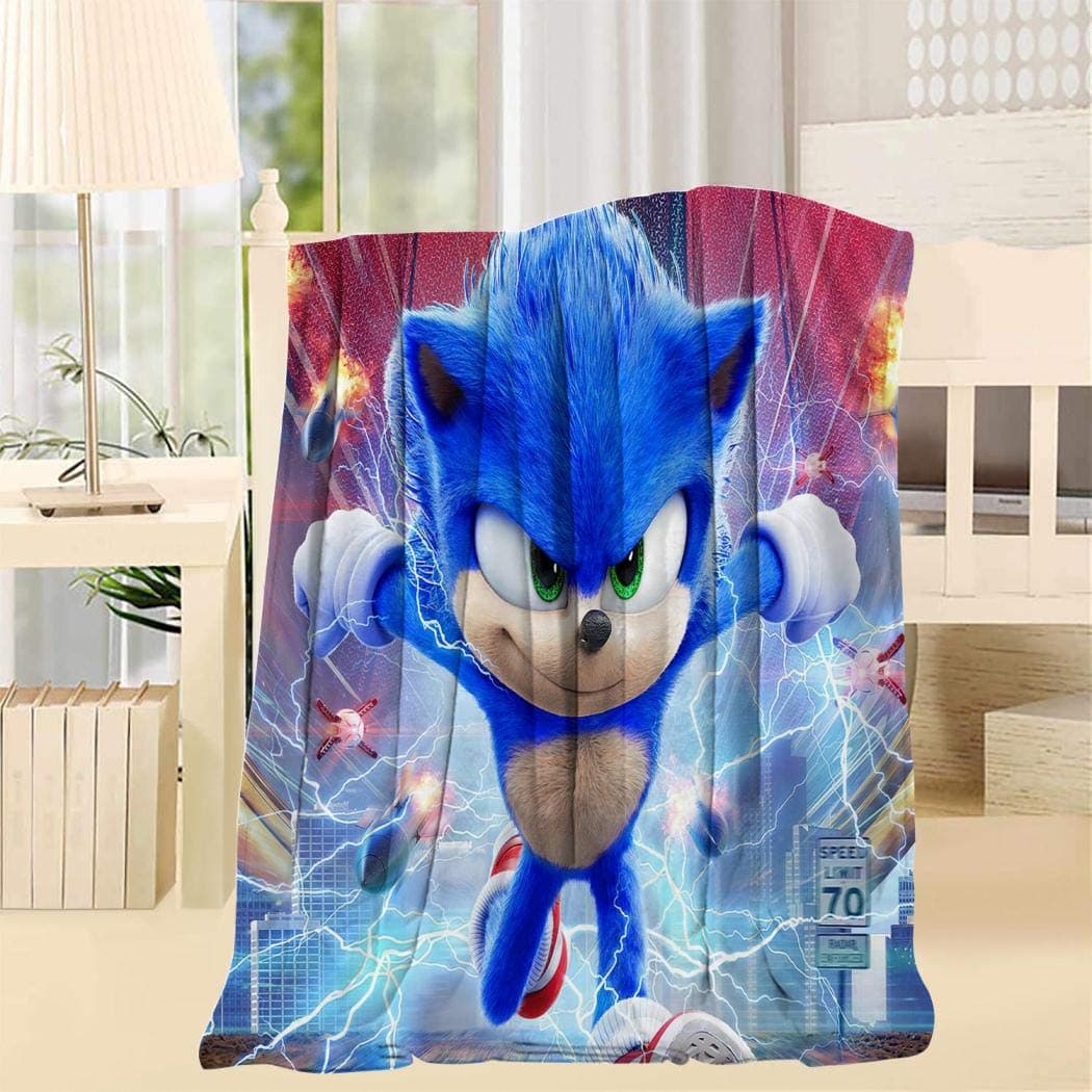 Hkjndrw Soft S-on-ic Throw Blanket, high-Grade Microfiber Polyester 3D Printed Background Pattern, Comfortable Print Plush Blanket, Warm Bed Blanket for Home Decoration Throw 50x60inch