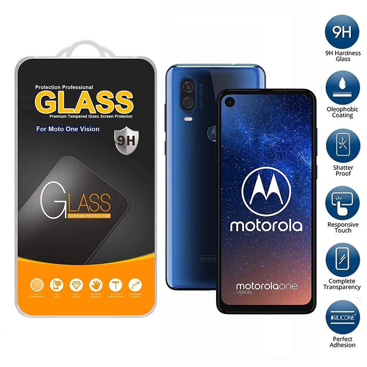 Tempered Glass Screen Protector Compatible With Motorola One Vision