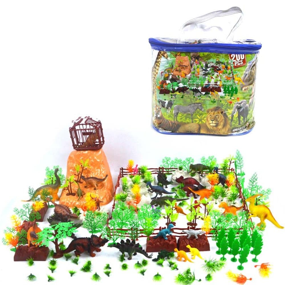 200Pcs Plastic Dinosaur Toy l Action Figures Solid Fence Coconut Dinosaur Model