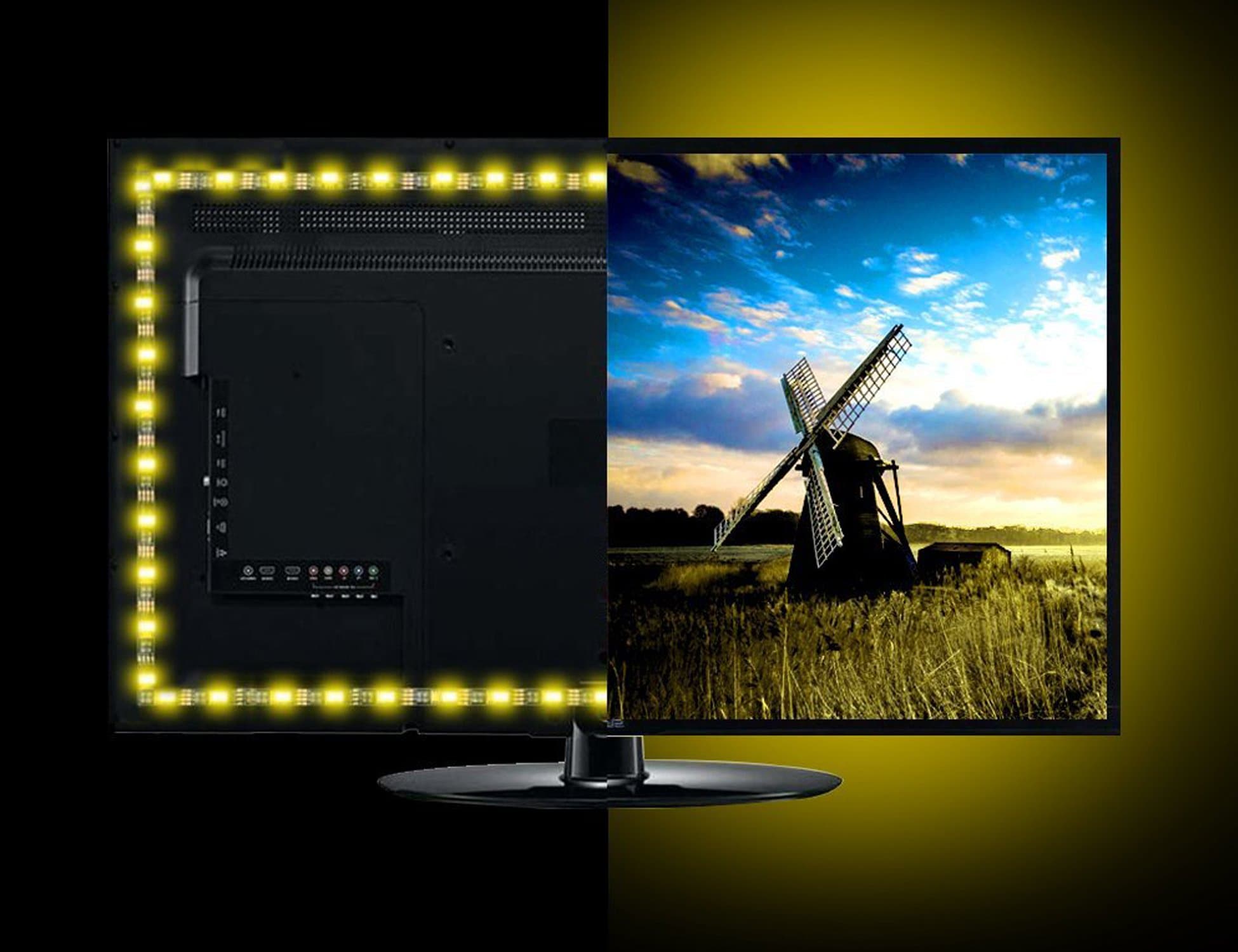 WYNK LED Strip Lights with Remote USB Back Light Fixture DIY 5050RGB Flexible 3.4M 104LED Color Changing Full Kit + 4 Connector + Remote Controller for Computer/TV/Home/Kitchen/Christmas Decorative