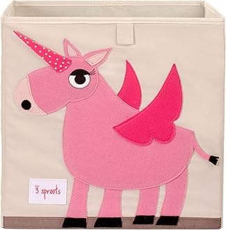 3 Sprouts Pink Unicorn Cube Organizer Container Storage Box for Kids & Toddlers