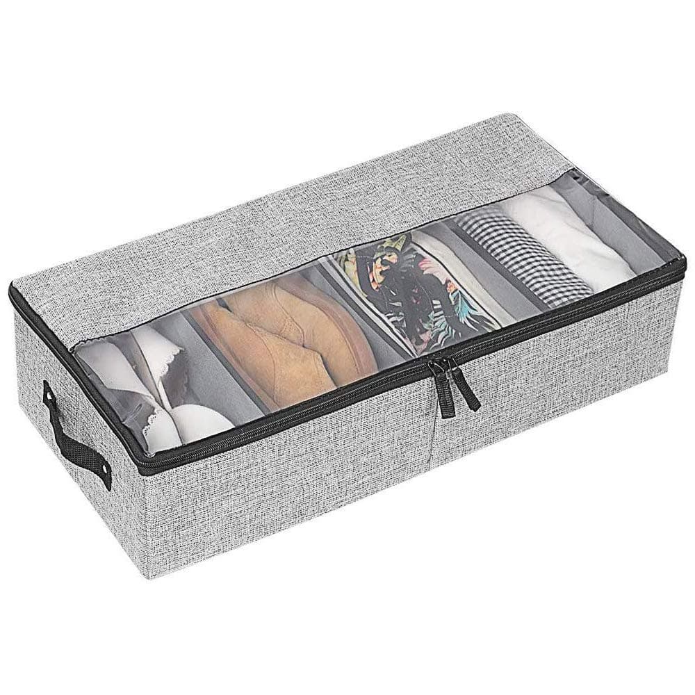 Odibess Shoe Storage, Underbed Shoe Storage, Multifunction Foldable Shoe Storage Box with Transparent Window and Removable Velcro Dividers Organizer for Shoes Storage Clothing Organization(Gray)