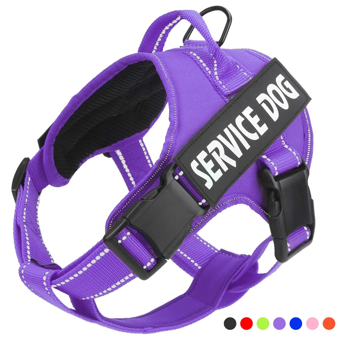 Service Dog Harness, No Pull Dog Harnesses with Handle - Breathable and Easy Adjust Dog Walking Vest for Small Medium Large Dogs - No More Pulling, Tugging or Choking (with 2 Removable Patches)