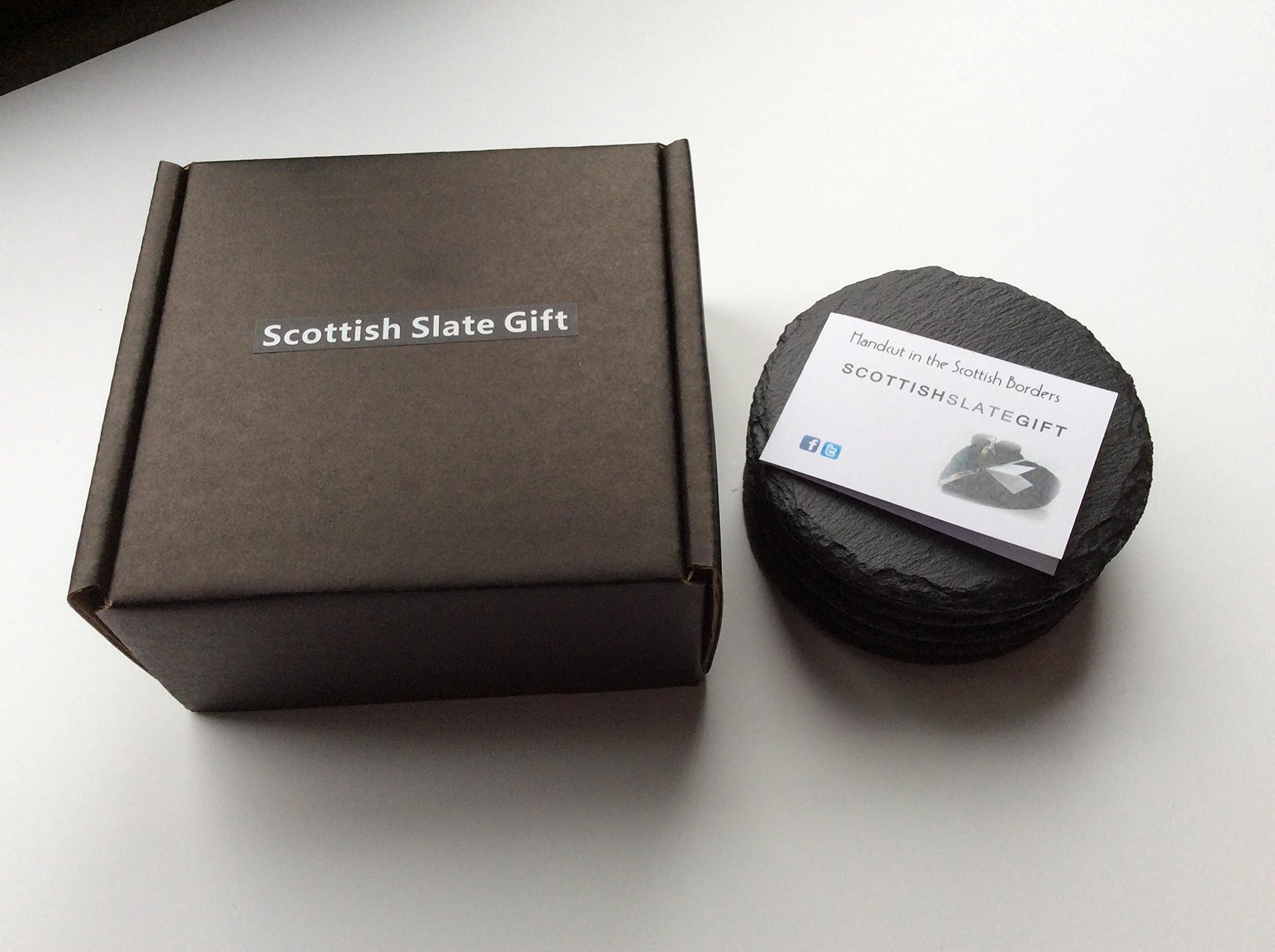 ROUND SLATE COASTERS SET OF FOUR