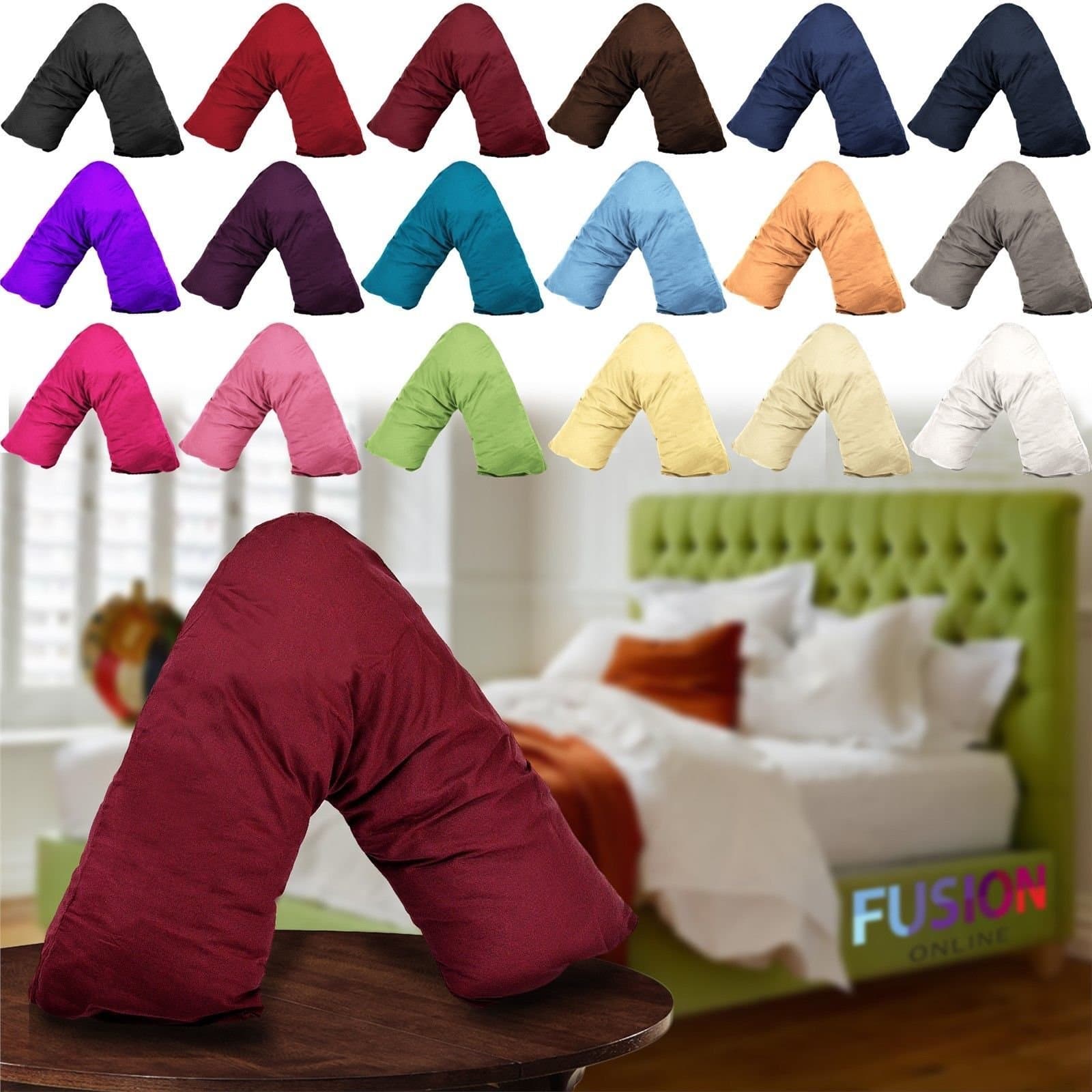 Plain Bedding “V” Shaped Pillow Case Back & Neck Support Orthopaedic-Pregnancy-Nursing (Latte)