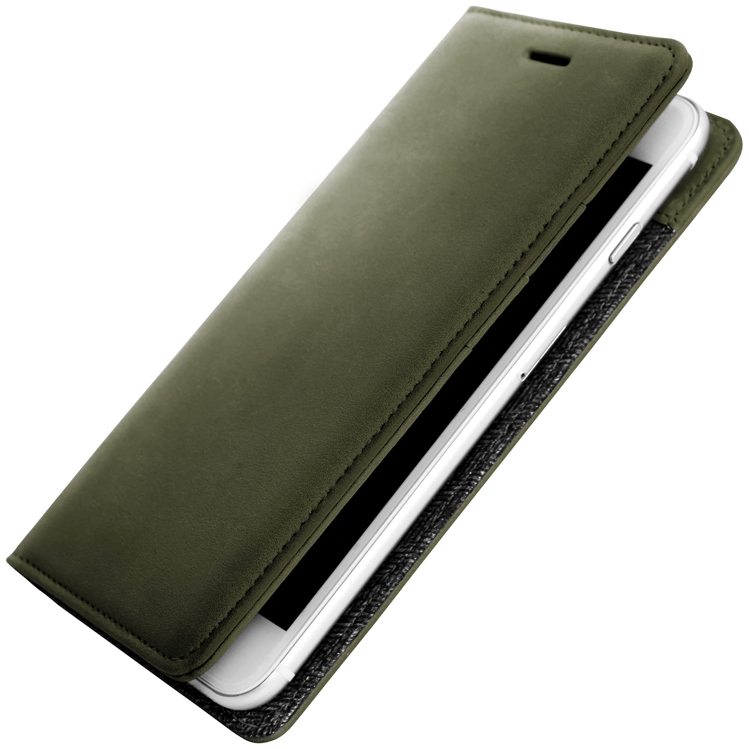 iPhone 7 Plus 5.5" Leather Case, ETSHAIM Premium Genuine Italian Cowhide Leather Wallet Case, Liberta for iPhone 7 Plus/Army Green