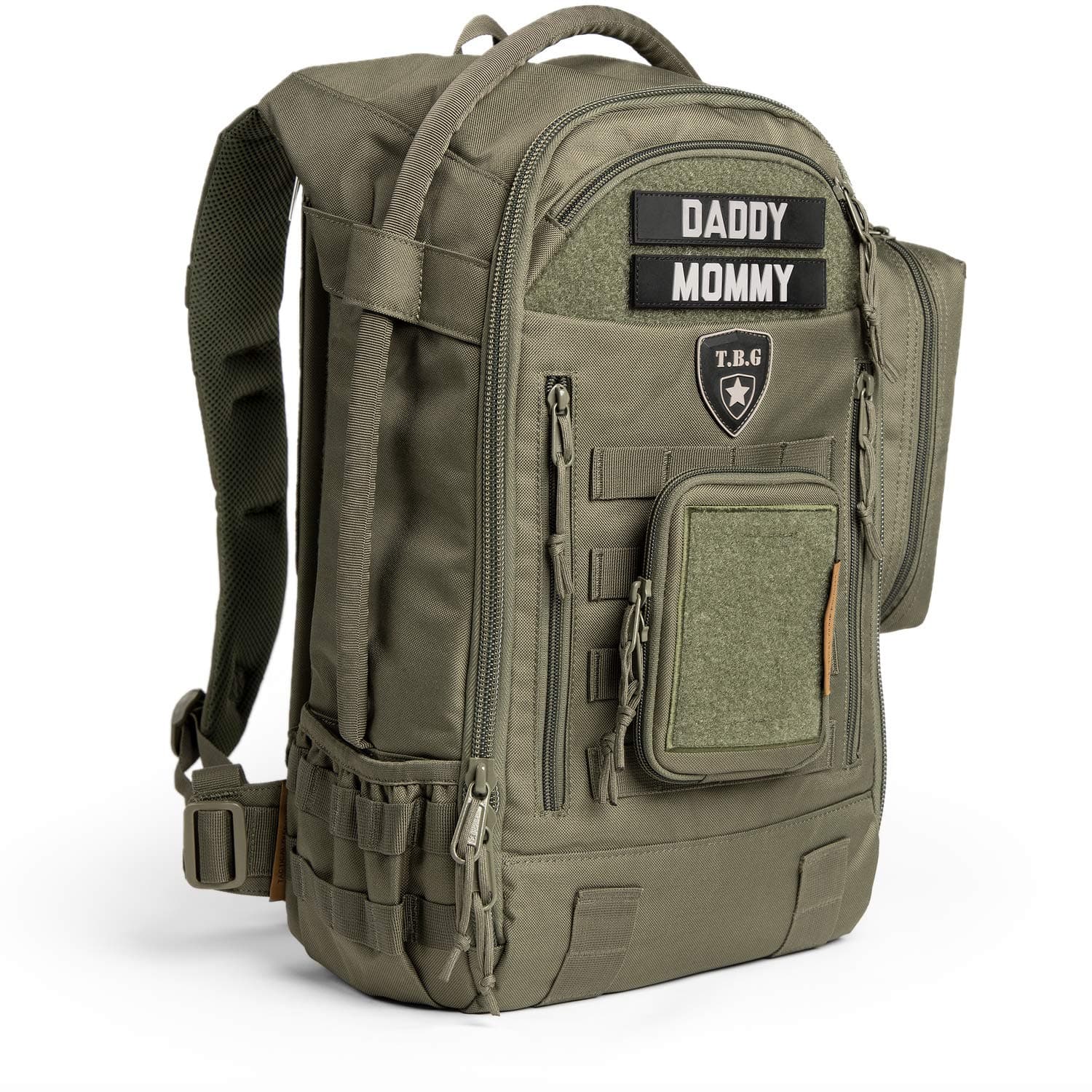 TBG - Mens Tactical Diaper Bag Backpack SET - Changing mat, Dump & Wipes Pouches