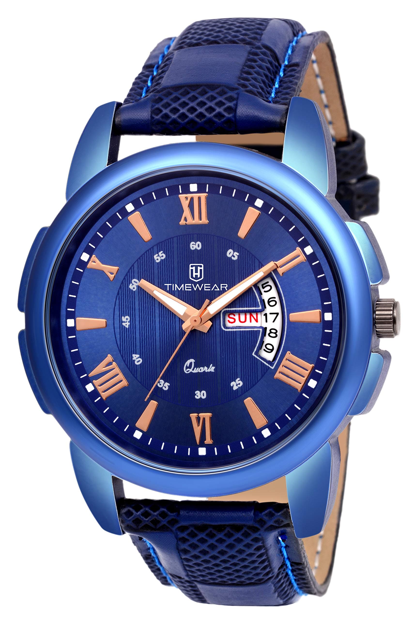 Men's Analog Day Date Functioning Leather Strap Watch [Brown]