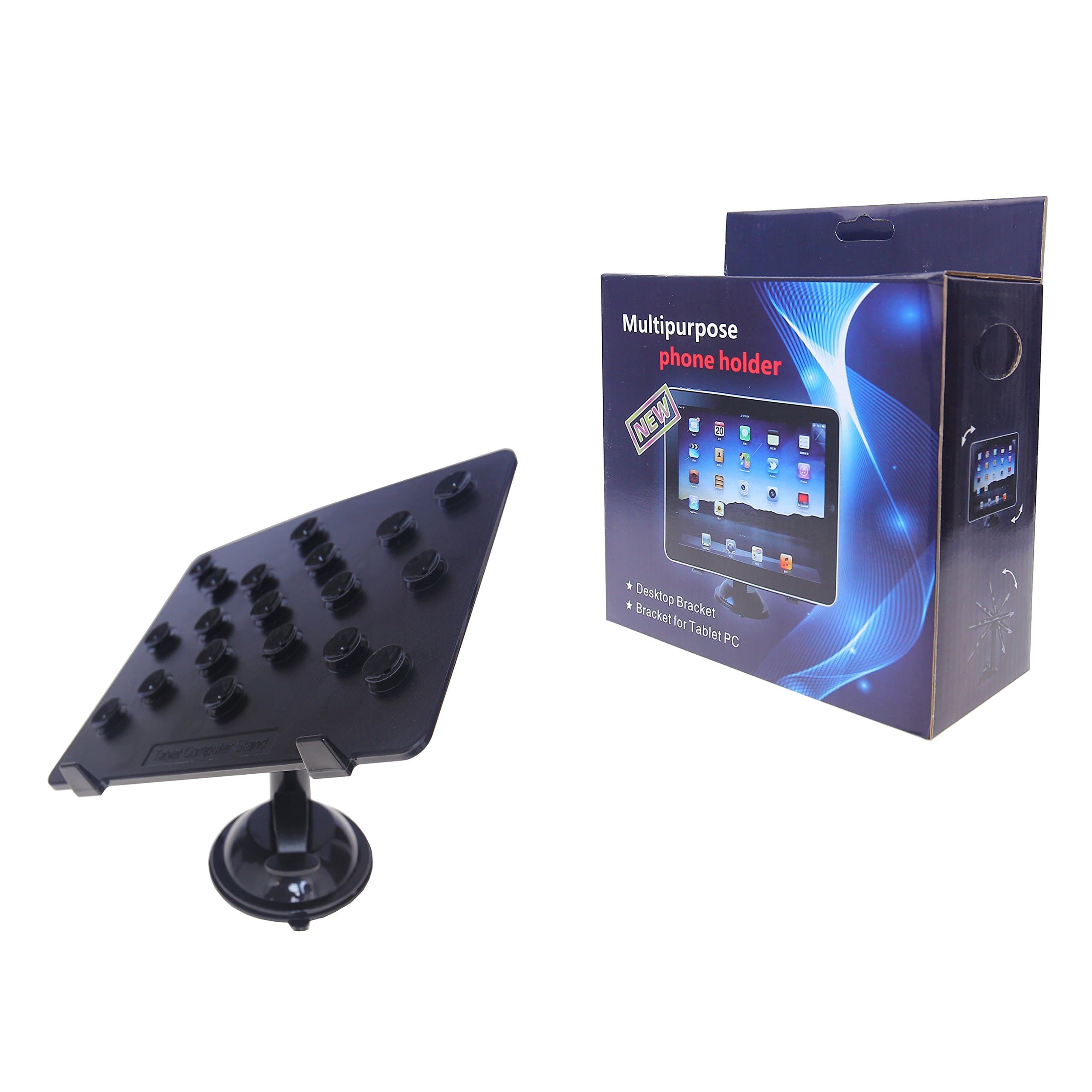 Tablet Stand, Universal Tablet Phone Holder Tablet Phone Bracket Car Mount with 19 Strong Suction Cup for Iphone Ipad Surface SAMSUNG Android Phone and Tablet(BLACK)