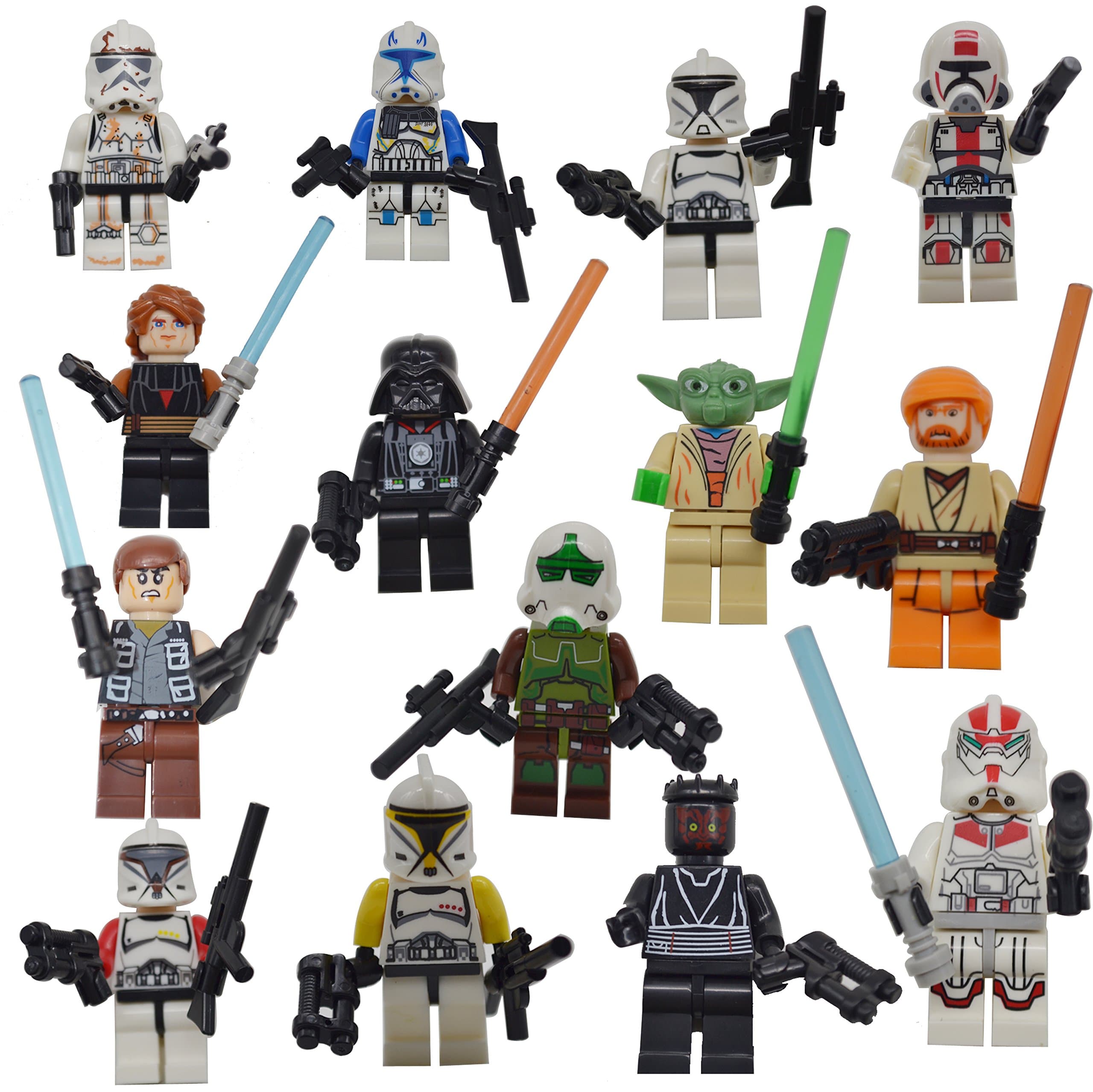 14 Pcs Lego-Compatible Figures Action Figures Cake Topper Party Favor with Weapons