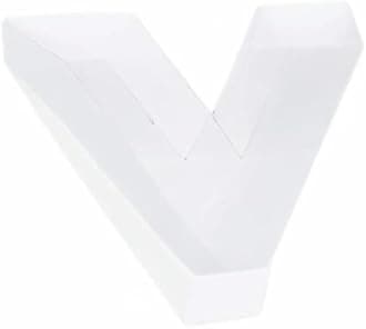 8" Small Fillable Cardboard Number Shaped Mache Kids (White, V)
