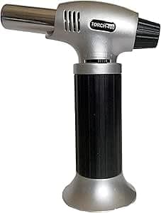 Butane Butane Refillable, Adjustable Flame, Safety Lock For Baking, Bbq, Creme Brulee, Heat Shrinking Tubing（Butane Not Included), Black, Bs-400