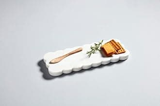 Mud Pie Scallop Marble Board Set, 12" x 5", White