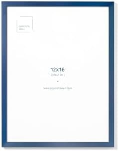 Opposite Wall - 12x16 in - Real Wood Blue Picture Frame - Lightweight, Versatile & Shatterproof - Wall Hanging Poster or Photo Frame - Wall Decor for Office, Gallery & Home