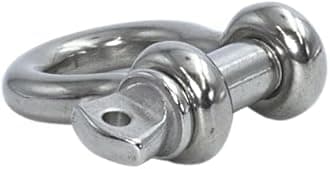 MarineNow US Type 316 Stainless Steel Bow Shackle with Over Size Screw Pin for Anchor, Towing, Off Road Recovery (0.1875" 3/16 with 1/4" Pin .36T WLL, 05-Pack)