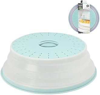 Tovolo Large Microwave Splash Guard Blue Haze 13" Foldable Silicone Barbell Cover for Extra Large Microwave Microwaves, Dishwasher Safe Vent Plate Protector BPA Heating Protector for Food