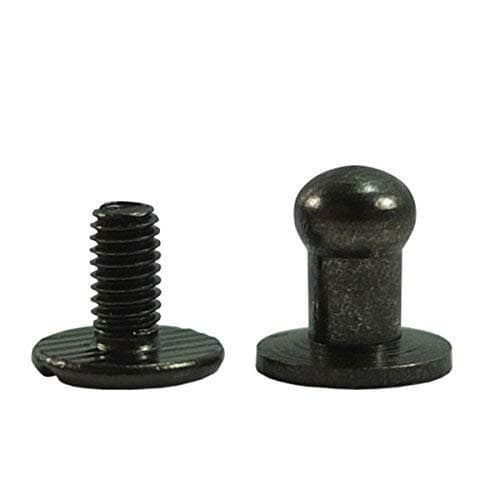 Head Button 5mm Brass Stud Screwback Screw Back Spots for Leather Rivet 100 Sets (Gun Black)