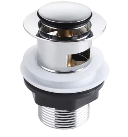 PLUGOLOGYChrome Slotted Sprung Plug Sink Basin Waste. Click Clack Plug. Bathroom Sink Waste.