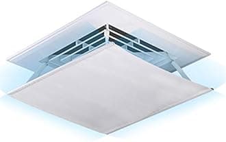 Liveinu Canvas Air Deflector Adjustable Reusable Heat and Air Deflector for Drop Ceiling Vents RV, Home HVAC, AC and Ceiling Registers Air Conditioner Deflector White 17.5"x17.5" Inch